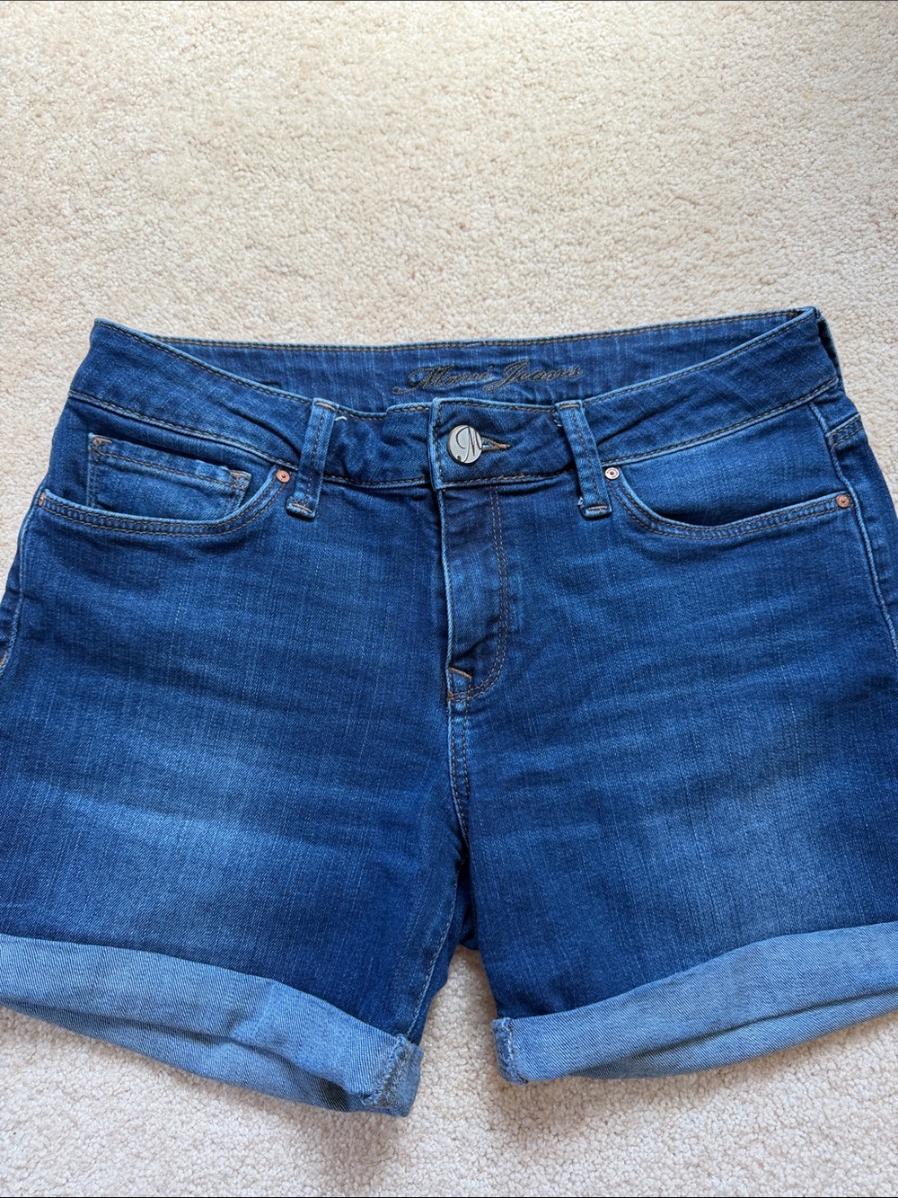Mavi Jeans Denim Cuffed Women's Shorts - Dark Blue